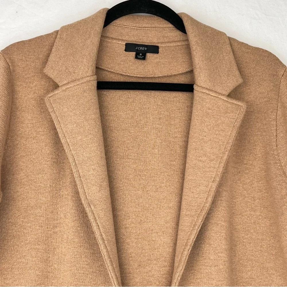 J Crew Sophie open front sweater blazer Sz S Tan Camel Cardigan Classic Heritage